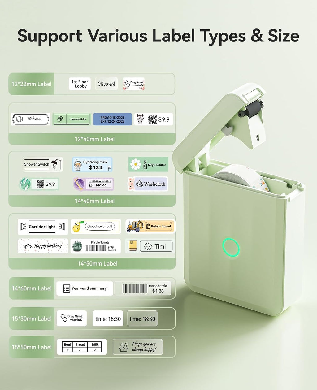NIIMBOT D110 Label Maker Machine with Tape, Bluetooth Label Printer, Green - Image 6