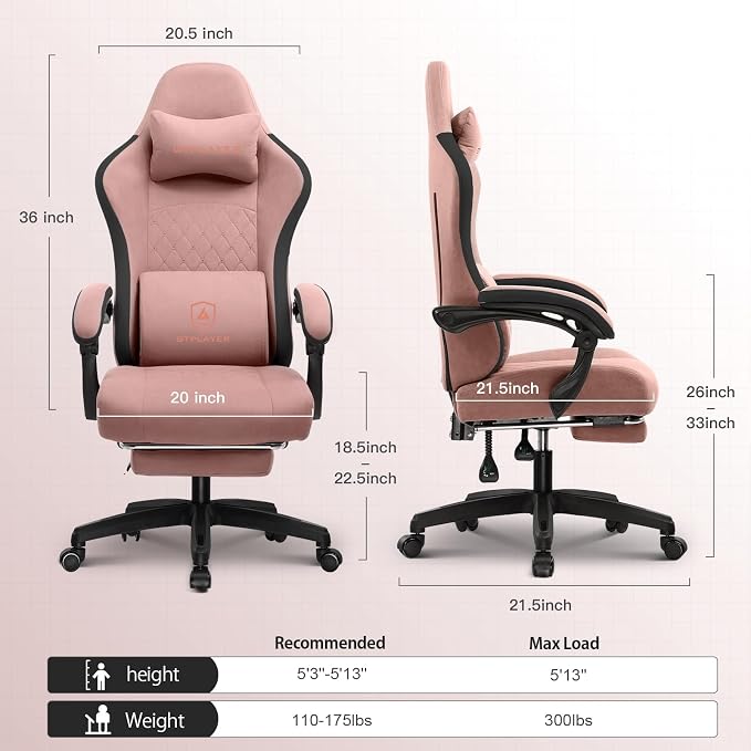 GTPLAYER Gaming Chair, Computer Office Chair with Pocket Spring Cushion, Linkage Armrests and Footrest, High Back Ergonomic Computer Chair with Lumbar Support Task Chair with Footrest - Image 3