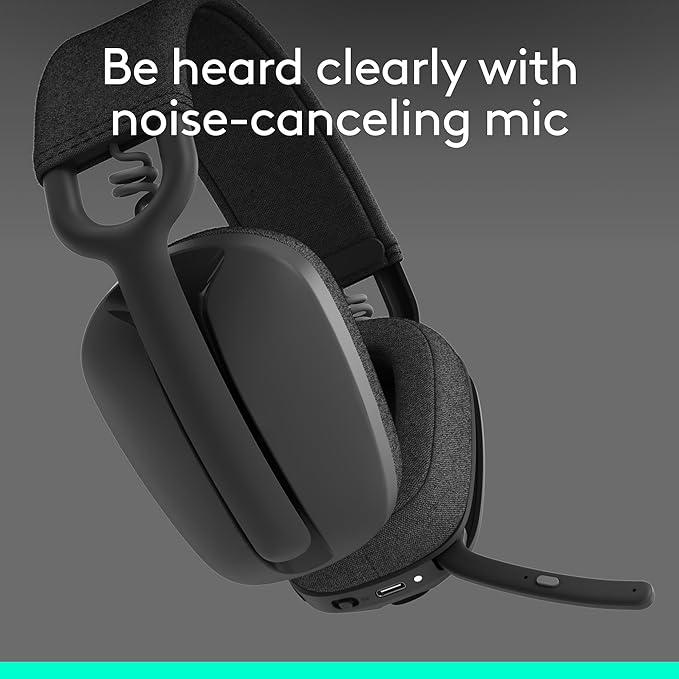 Logitech Zone Vibe 100 Lightweight Wireless Over Ear Headphones - Graphite | Lightweight, over-ear, multipoint Bluetooth, works with Teams, Google Meet, Zoom, PC/Mac, microphone - Image 3