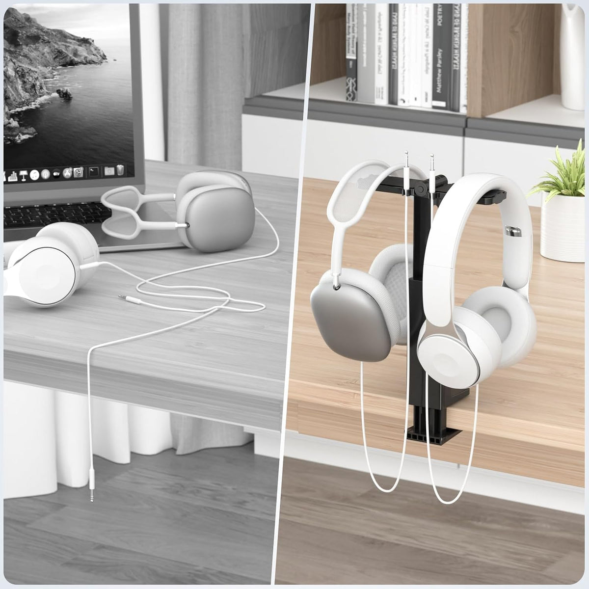 Dual Headphone Stand for Desk, 360° Rotatable & 180° Flippable Holder - Image 7