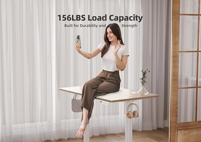 YDN 35 x 20 Inch Nature Electric Standing Desk | Adjustable Height, Sit Stand, Cable Management, Ergonomic, Home Office - Image 4