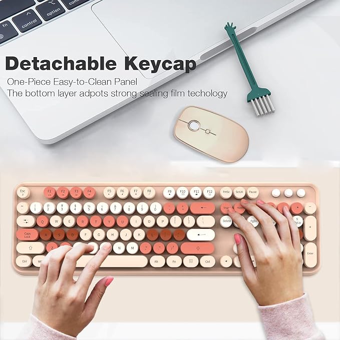 Keyboard and Mouse Sets Wireless,Reliable 2.4 GHz Connectivity for PC,Laptop,Smart TV and More (Milk Tea Color) - Image 7