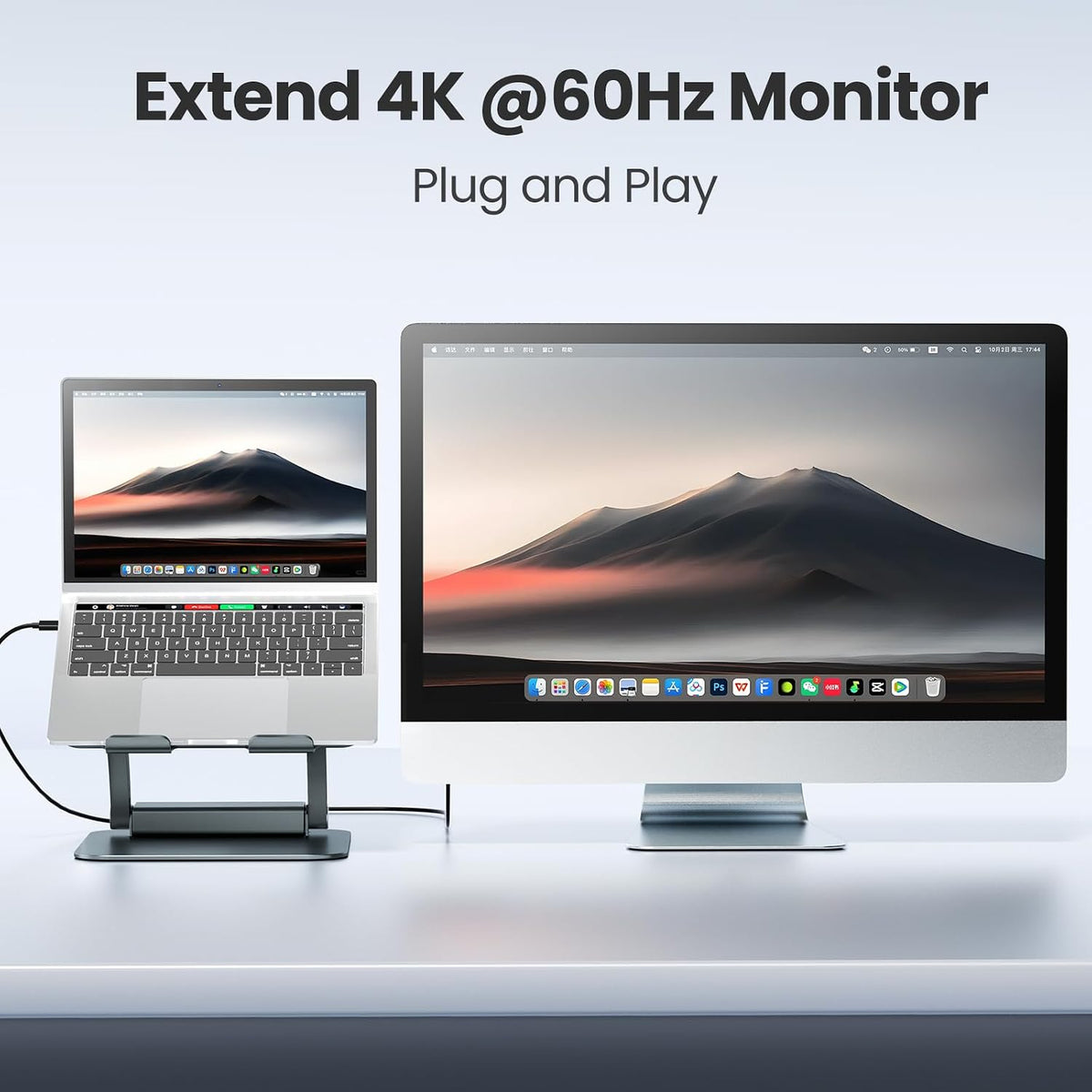 tounee Laptop Stand with Detachable USB-C Hub, 100W PD Charging, 4K@60Hz HDMI, 3 USB Ports, Ergonomic Laptop Holder Docking Station for 10-17" Laptops, MacBook & More - Gray - Image 6