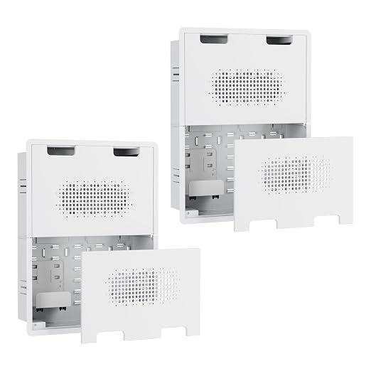 17" in-Wall Media Box Recessed Outlet Cable Management Kit 2 Pack | Structured Media Enclosure, One Connect & Network Switches, Fits Fire TV Stick Samsung, Recessed Design, 2 Pack by Pegzone