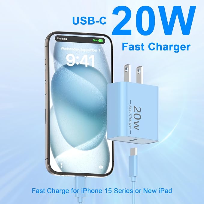 iPhone 17 16 15 Charger Fast Charging 10FT, 20W USB C Charger Block & Cable | 2Pack [Apple MFi Certified] 20W Type C Charger & 10FT Long Type C Charging Cord for iPhone 17/17 Pro/17 Pro Max/16 15 Pro Max - Image 2