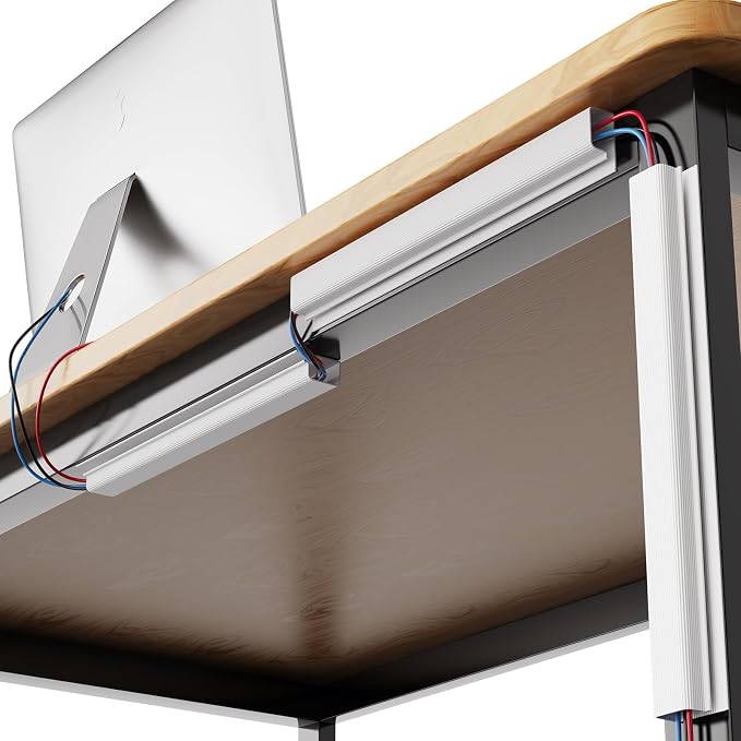 DELAMU 4 Pack Cable Management Under Desk - Office & Home Cable Organizer,J-Channel Cable Management for Clutter-Free Environment,Cable Management Kit,Cord Organizer for Desk,Cord Management,4X15.7in - Image 7