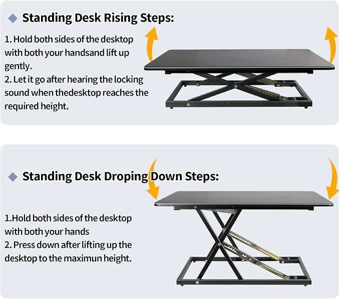 32in Desk Riser for Standing or Sitting, Large Standing Desk Converter, Height Adjustable Sit Stand Desk Converter, Fully Assembled Monitor Laptop Riser Workstation for Home Office, Black - Image 9