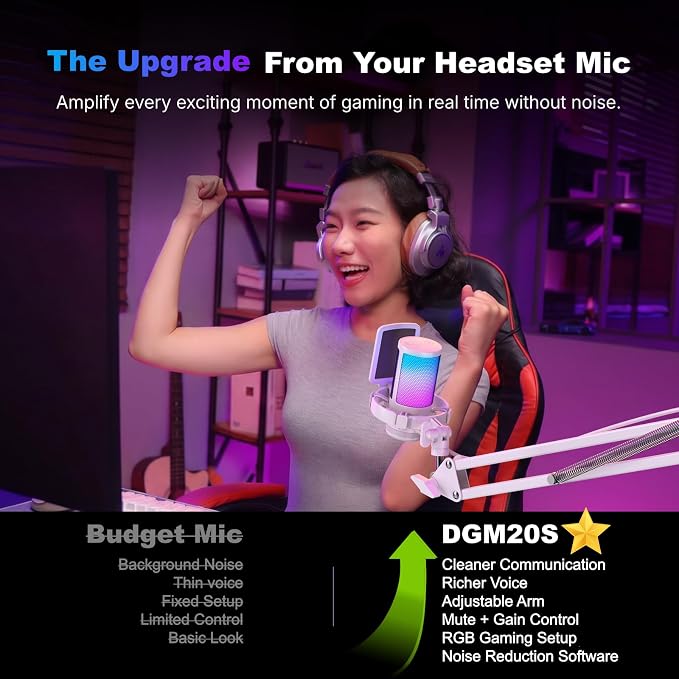 MAONO DGM20 USB Gaming Microphone for PC with Clear Voice & RGB Lighting | Noise Reduction, Tap-to-Mute, Gain Control and Plug & Play for Discord, Streaming, Podcasting, Chat and PS5/PS4 Gaming - Image 4