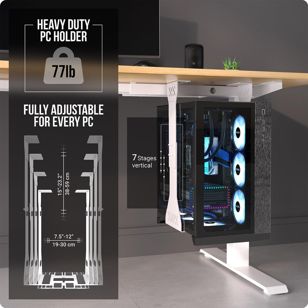 Heavy Duty under desk PC holder – Adjustable and up to 77 lbs load capacity - Image 3