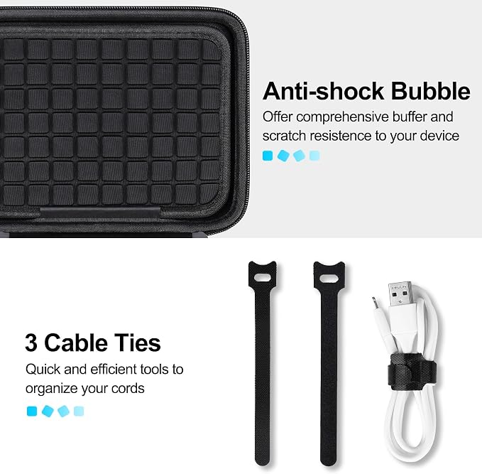 Lacdo Hard Travel Electronic Organizer Case for MacBook Power Adapter Charger, Cables, Cords, Apple Pencil, Mouse, Power Bank, USB Flash Disk, SD Cards EVA Protective Portable Accessories Bag, Black - Image 4