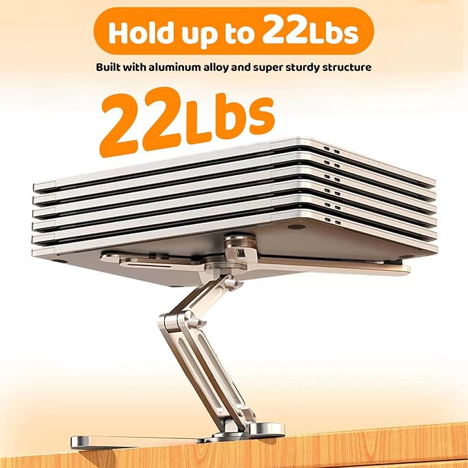 N86 360 Rotating Laptop Stand for Desk with Locking Knobs, Silver | Aluminum Ergonomic Riser Adjustable Height & Angle for Collaborative Work. Foldable Portable Fits MacBook & Laptops up to 16" - Image 7