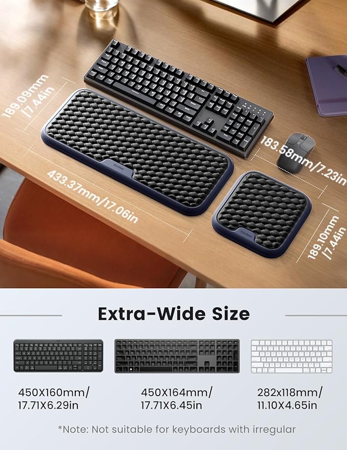 Vaydeer Extra Large Wide Wrist Rest Set for Keyboard and Mouse, Computer Ergonomic Wrist Support, Armrest Elbow Pad Mouse Rest, Typing Pain Relief Soft Memory Foam Desk Cushion for Office Work Gaming - Image 3