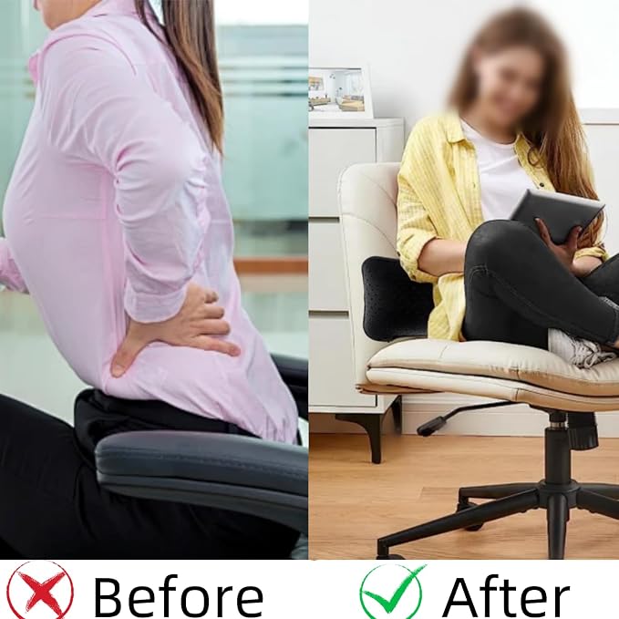 Inflatable Lumbar Support Pillow for Car Seat, Office Chair Bed, Home Use, with Air Pump Airbag Waist Brace Lumbar Traction Belt Back Support Cushion for Reducing Lower Back Pain - Image 7