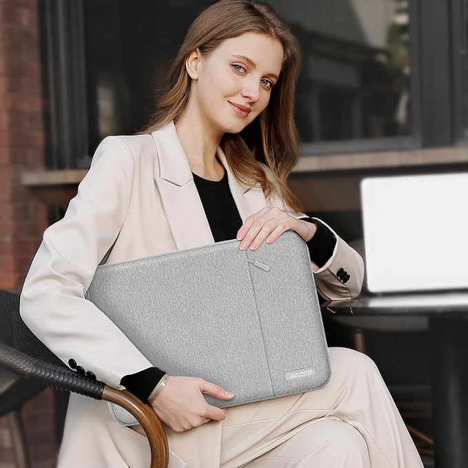 MOSISO Laptop Case 14 inch, Laptop Sleeve Bag with Pocket | Compatible with HP Lenovo Dell ASUS Acer, HP Stream, Dell Latitude, Polyester Vertical Computer Bag, Gray - Image 6