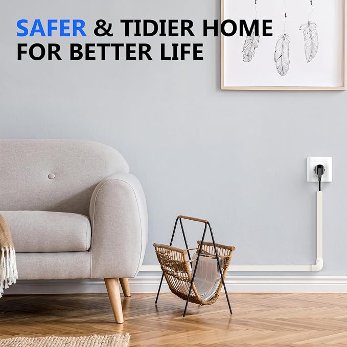 142in Beige Cord Hider, Delamu Beige Cord Covers for Wires on Wall, One-Cord Cable Hider, Wire Hider Wire Covers for Cords on Wall, Easy Set up Cable Cover Raceway, L15.7 W0.59 H0.4in - Image 5