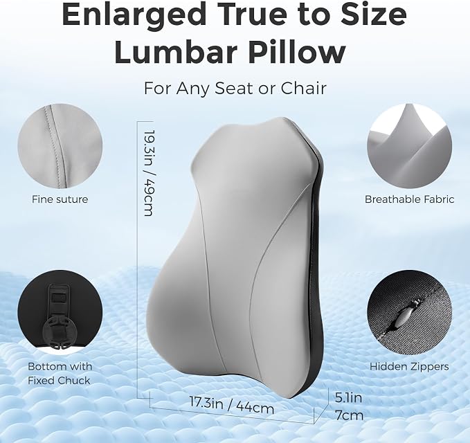BABUR Lumbar Support Pillow for Car, Back Cushion Support for Driving Seat | Ergonomic 100% Memory Foam, Back Pain Relief, Comfort Lower Back Support for Office Chairs, Car Seat, Wheelchair - Image 2