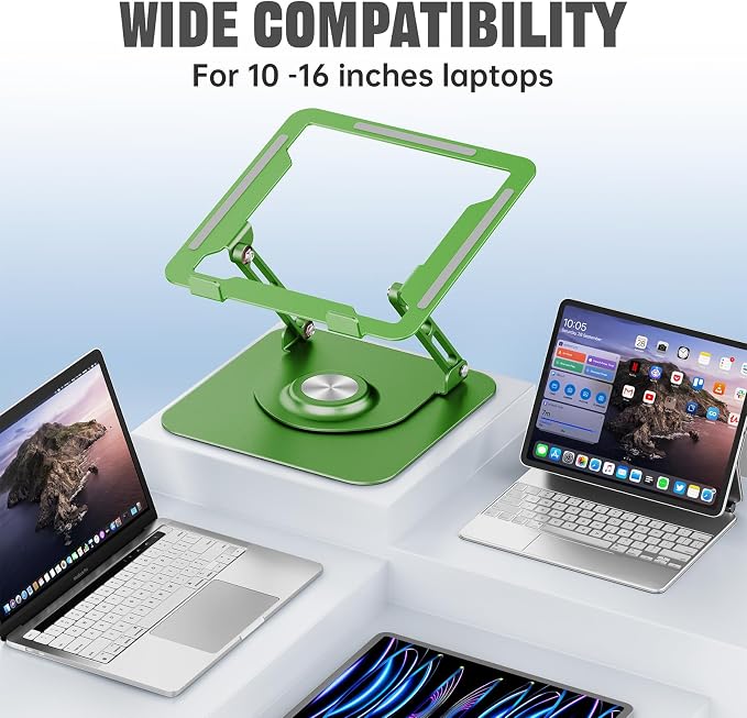 Laptop Stand for desk(360°Rotating),Aluminum laptop Riser for 10-16"Laptops | Adjustable Multi-Angle Ergonomic Laptop Stand, Foldable Portable for Home Office, Fits MacBook Air Pro Dell HP Laptops - Image 5