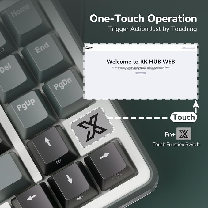 RK ROYAL KLUDGE X87 Gasket Mechanical Keyboard, 75% Wireless Gaming Keyboard with Touchable X-Plate & Volume Knob, Bluetooth/2.4GHz/Wired, Hot Swappable RGB Backlit (Green, Light Switch) - Image 4