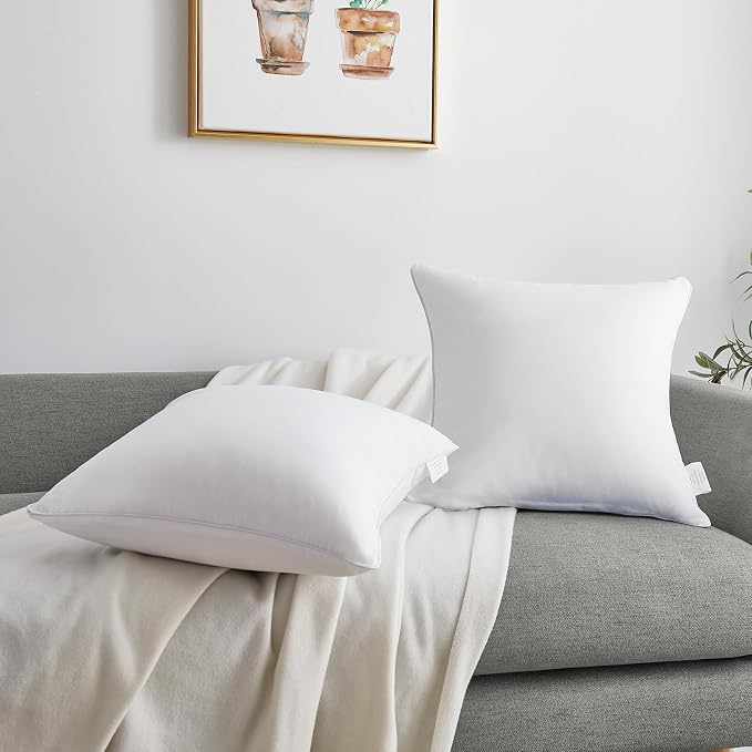 Oubonun 20"x20" Pillow Inserts (Set of 4) - 100% Cotton Cover, Square Throw Pillow Inserts for Couch, Sofa, Bed - Decorative 20 Inch White Pillow Inserts - Image 6