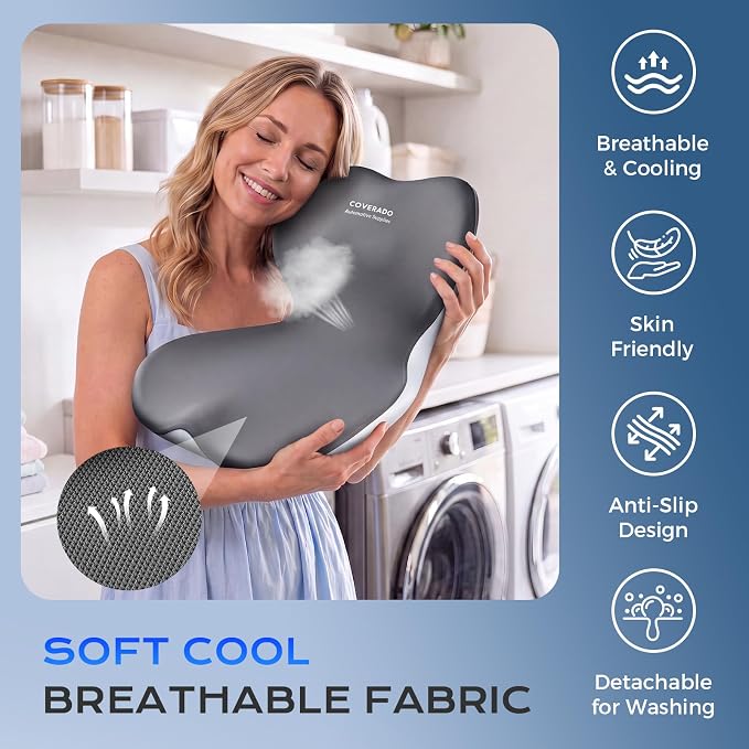Coverado Car Seat Cushion and Lumbar Support Pillow One Piece, Memory Foam Ergonomic Back Support Driving Seat Cushion for Back Pain, Non-Slip Washable Cushion for Car, Driver, Office - Image 7