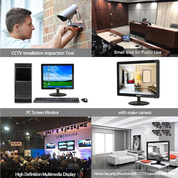 17 inch Surveillance Monitor Display Screen Security Camera Monitoring | Multifunctional Interface BNC, HDMI, AV, VGA, USB, PC Input CCTV Screen Computer Monitor Built-in Speaker1280x1024 Full HD - Image 9