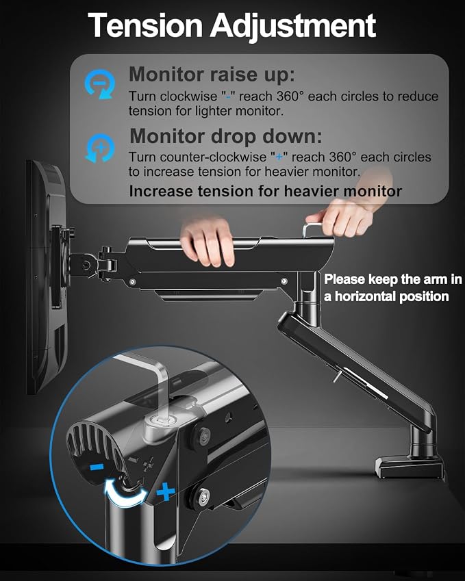 Dual Monitor Arm for 17-32" Computer Screens, Monitor Mounts 22lbs per Arm | Full Motion Monitor Desk Mounts for 2 Monitors, Gas Spring Desk Mount, VESA Mount, Freelift Pro - Image 9