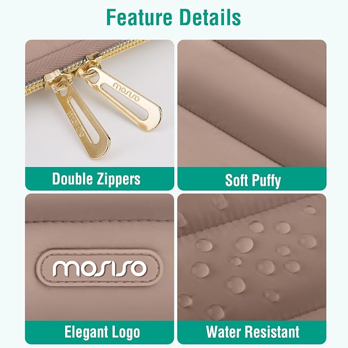 MOSISO Laptop Case 14 inch, 14 inch Puffy Laptop Sleeve Carrying Case | Compatible with HP Lenovo Dell ASUS Acer, HP Stream, Dell Latitude, Polyester Horizontal Bag with Small Case, Brown - Image 3