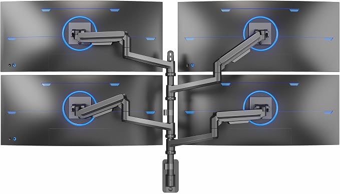 VIVO Quad Ultrawide Wall Mount, Heavy Duty Pneumatic Arm Monitor Station, Fits Four 38 inch Screens, Pneumatic Height Adjustment and 140lb Weight Capacity, Black, MOUNT-V400D by Unknown