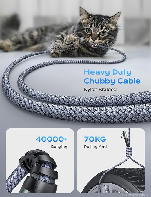 AINOPE 240W USB C to USB C Cable [10FT] Right Angle C to C Cable | Fast Charging Phone Charger USBC to USBC Fits iPhone 17 16 15 Pro Max Plus,MacBook Air/Pro,iPad Pro,Samsung S25,Pixel,iPad - Image 6