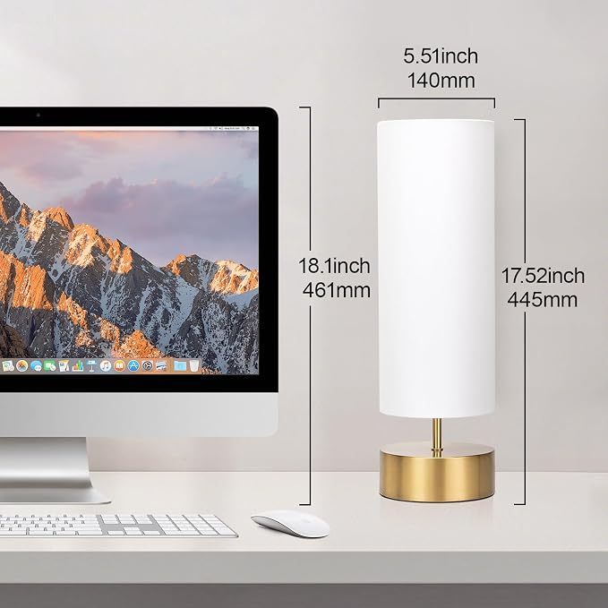 3-Way Dimmable Table Lamp, Touch Control Gold Bedside Lamp with White Shade | Modern Nightstand Touch Lamp, Simple Side Table Lamp, Night Light for Bedroom Living Room Kitchen, LED Bulb Included - Image 4