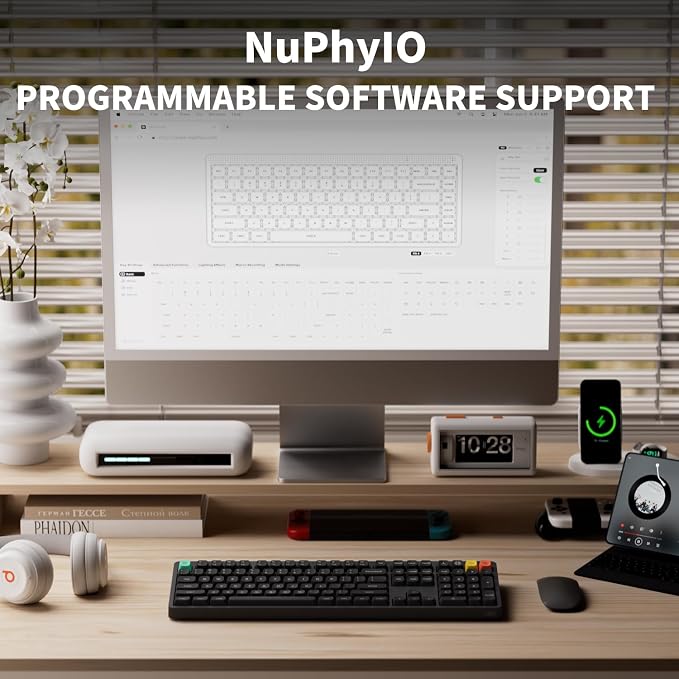 NuPhy Node100 Wireless Mechanical Keyboard, Hot Swappable Custom Bluetooth Keyboard, 109 Keys Computer Gaming Keyboards, Supports Touch Gestures, PBT Keycaps, RGB Backlit, Bluetooth/2.4GHz/USB-C - Image 2