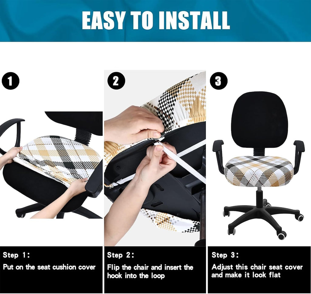 Smiry Stretch Printed Office Computer Desk Chair Seat Covers - Image 7