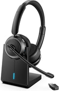 Upgrade ANC & ENC Wireless Headset with Mic for Work(Flip-to-Mute & Dongle) | Headset with Microphone for PC, Bluetooth 5.4 Noise Cancelling Headphones with Mic for Call Center/Home/Computer/Phones by Angteela