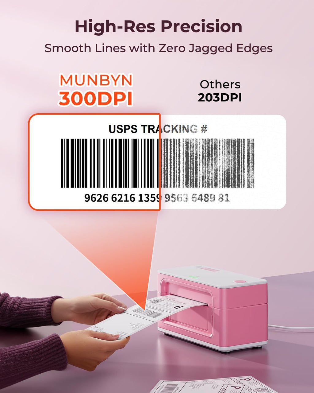 MUNBYN Bluetooth Thermal Label Printer 941BP, 300DPI Wireless 4x6 Shipping - Image 2