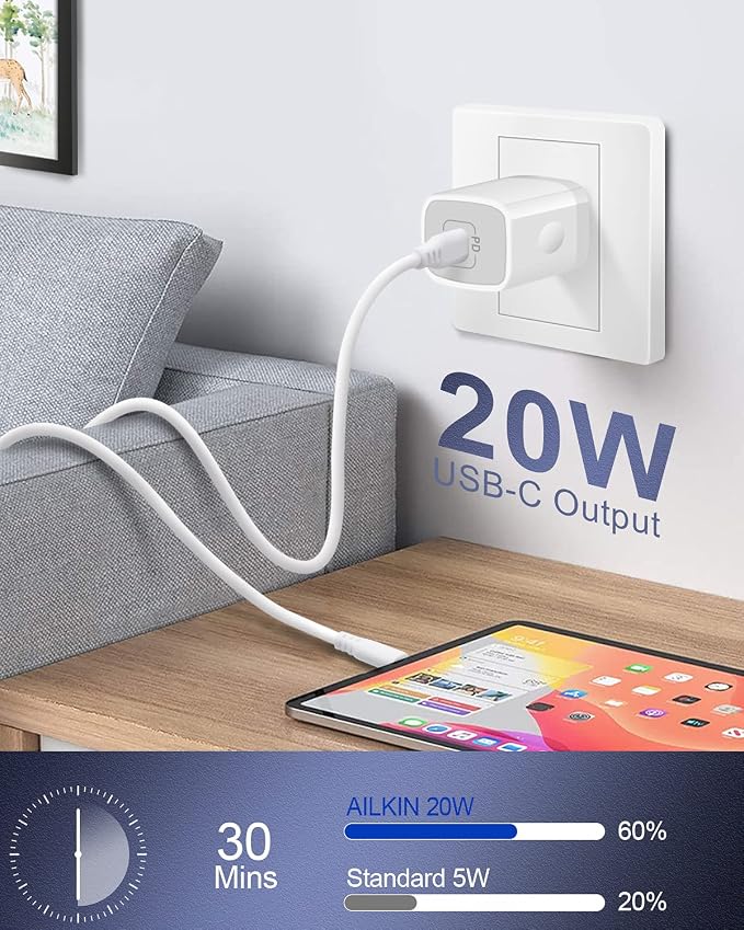 USB C Charger Block, 20W PD Wall Charger C Type Fast Charging Power Adapter | USB Plug Brick Cube Box Station for iPhone 17 16e 16 15 14 13 Pro Max 13 Mini Pro Max Apple USBC Outlet Typec Port Connector - Image 6
