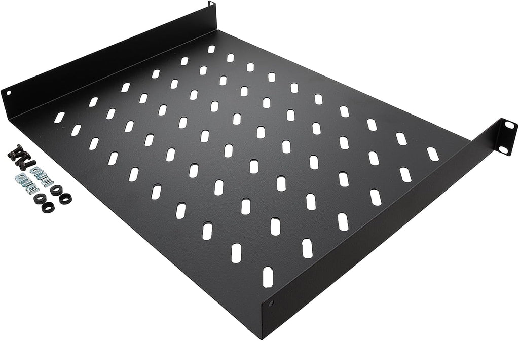 NavePoint Universal Rack Tray Vented Shelves 1U Black 14 Inches (350mm deep) No Lip by NavePoint