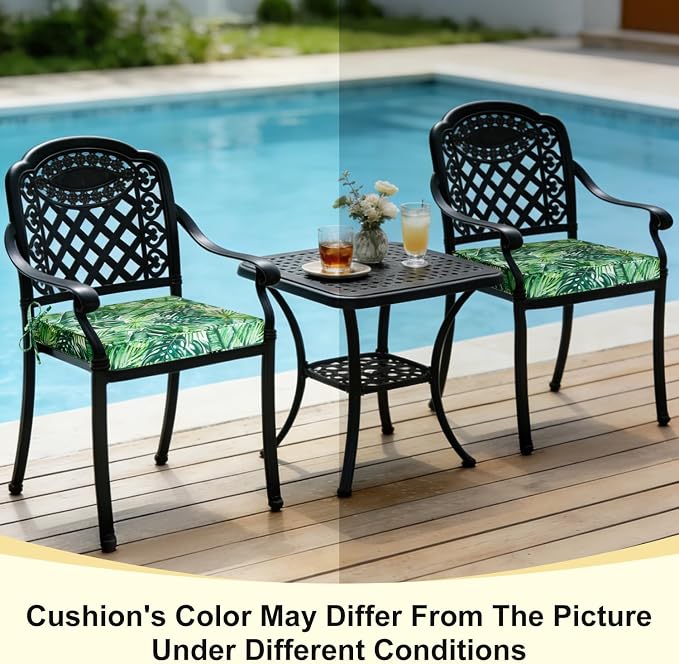 downluxe Outdoor Chair Cushions Set of 4, Waterproof 19" x 19" x 3" Patio Chair Cushion with Non-Slip Ties & Handle, Square Outdoor Cushion for Patio Furniture with Removable Cover, Palm Leaves - Image 7