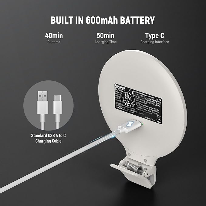NEEWER Entry Level Version 3.8" Ring Light, 3W Clip on Phone Selfie Lighting for iPhone Laptop Desk Computer Webcam Video Conference Zoom Vlog Recording Streaming Makeup, 3 Modes CRI80 600mAh, NR5 - Image 4