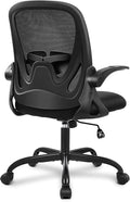 Office Chair Ergonomic Desk Chair with Flip up Armrests Swivel Breathable Desk Mesh Computer Chair with Adjustable Lumbar Support and Height for Conference Room (Black) by Primy