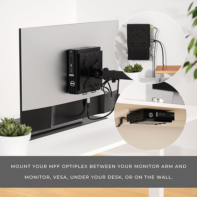 HumanCentric Dual VESA Mount for Dell OptiPlex Micro, Monitor Arm Support | 100x100mm VESA Compatible, Wall Mount & Monitor Arm Support, Power Supply Holder Sold Separately. Part no 101-2110 - Image 2