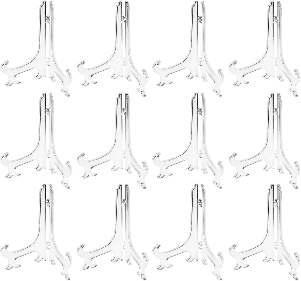 Super Z Outlet Clear Plastic Easels or Stand/Plate Holders to Display Pictures, Placecards, or Other Items at Weddings, Home Decoration, Birthdays, Tables (12 Pack) (8.5 Inch) by Super Z Outlet