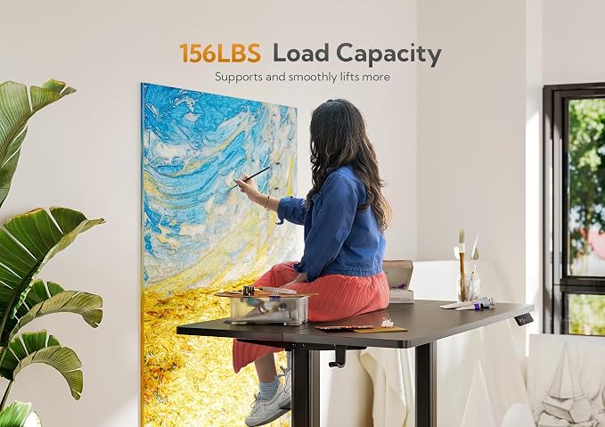 Claiks Electric Height Adjustable Standing Desk, 32x19 Inch, Black | Smooth Height Adjustment, 3 Memory Presets, Cable management hub & hook, Stable Steel Frame, 156 lbs Capacity, Easy Assembly - Image 4
