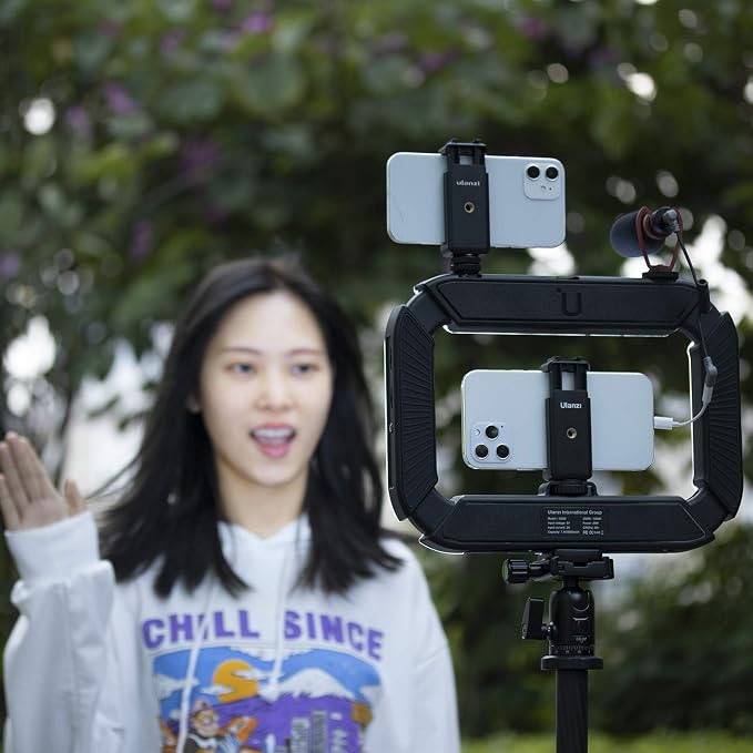 ULANZI U200 Phone Video Rig with Light & 3 Cold Shoes for Video Recording | 2500-8500K Bi-color 8000mAh 4 Adjustable Light Surfaces Handheld Selfie Ring Light Cell Phone Stabilizer for Photo/Video/Vlog - Image 8