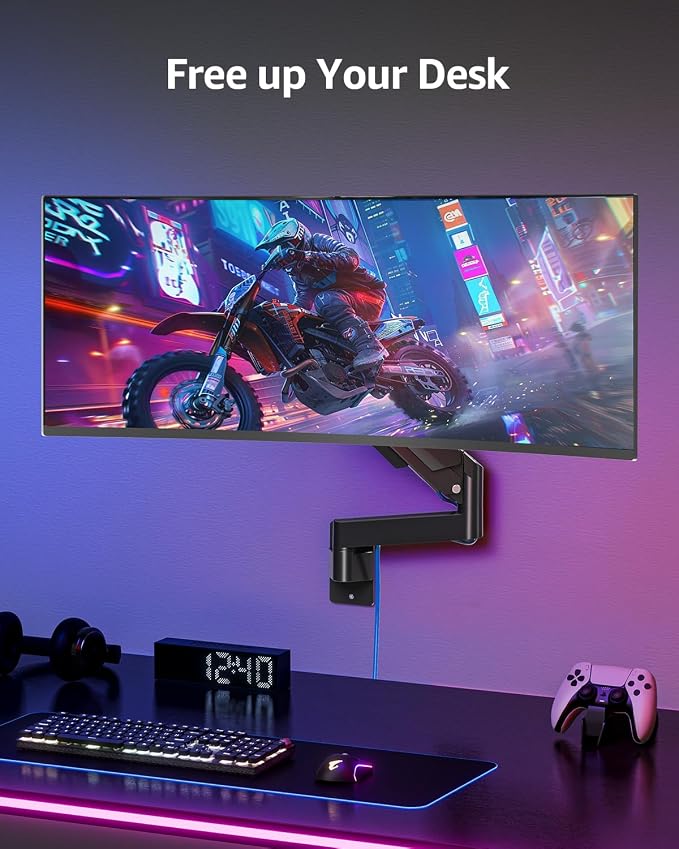 MOUNTUP Monitor Wall Mount for 49 45 43 40 35 32 27 24 Inch Screens, Heavy Duty Wall Monitor Mount, Holds 4.4 to 44 lbs, Ultrawide Monitors Arm Wall Mount, VESA Mount 75x75/100x100mm - Image 7