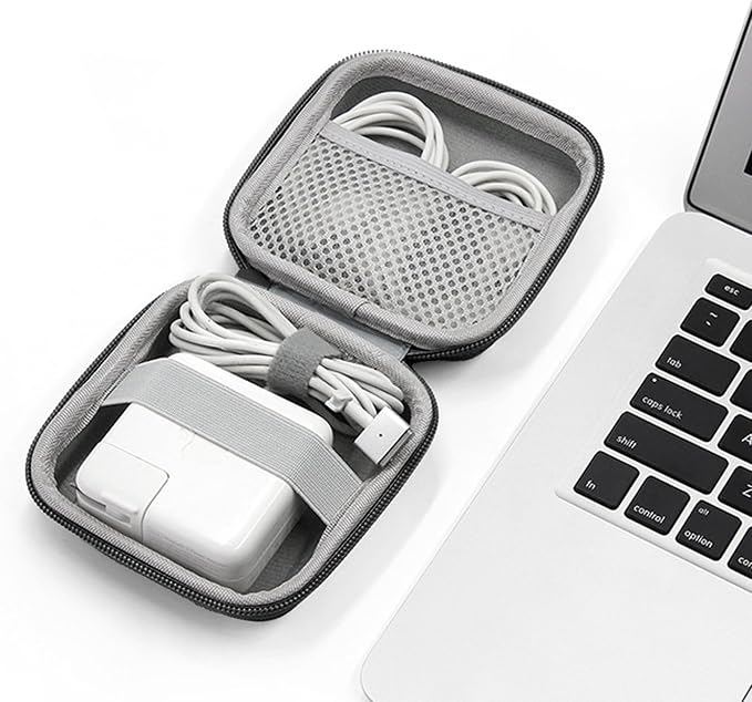 Portable Charger Case, Tech Pouch Travel Organizer, M, Black-Oxford | Hard Shell Electronic Storage for MacBook Power Adapter, Charging Cords, USB Drives, Power Bank Laptop Accessories - Image 6