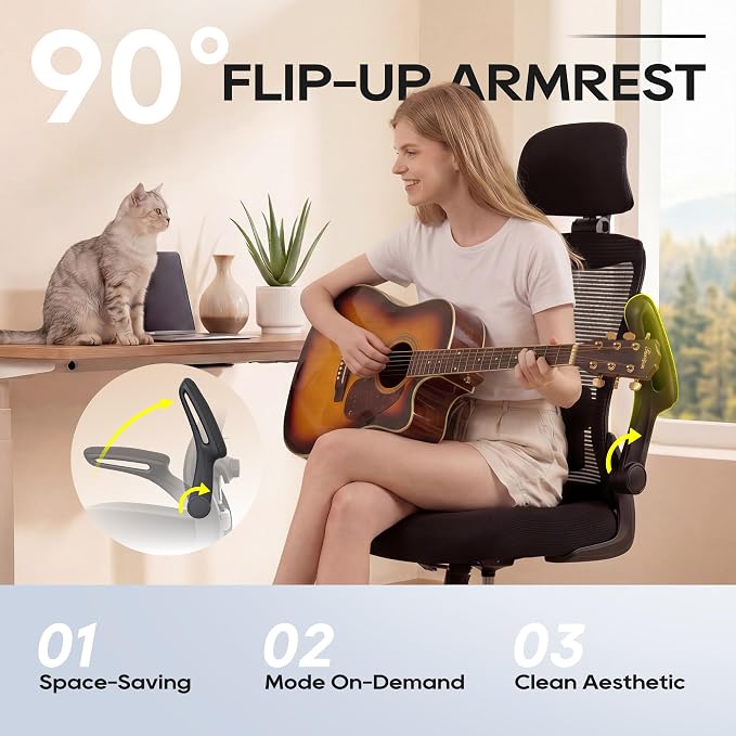 Ergonomic Office Chair for Long Hours, Adjustable Padded Lumbar Support for Lower Back Relief, 330 lb Capacity, Comfortable Computer Desk Chair for Home Office, Work & Study - Image 6