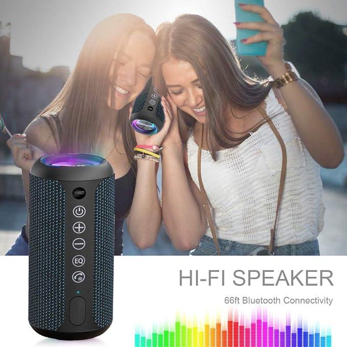 Ortizan Portable Bluetooth Speakers, IPX7 Waterproof Wireless Speaker with 24W Loud Stereo Sound, Outdoor Speaker with Bluetooth 5.3, Deep Bass, RGB Lights, Dual Pairing, 30H Playtime for Home - Image 7