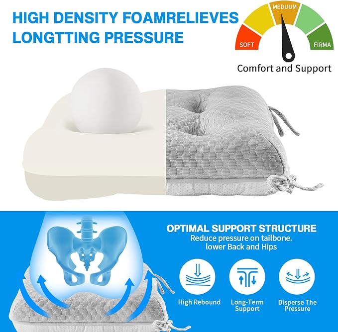 BETU Cooling Chair Cushions Set of 6, 3.5” Thick Seat Cushions, Breathable Comfort Fabric Chair Pads with Non Slip Bottom & Ties, Soft Support Cushion for Kitchen, Office, Patio,15.5"X15.5"X3.5"Gray - Image 6