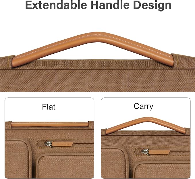MOSISO 360 Protective Laptop Case 13.3 inch, 13-13.3 inch Laptop Sleeve | Compatible with MacBook Air/Pro 13 / Pro 14,HP Dell Acer ASUS, Side Open Carrying Case with 4 Zipper Pockets, Mocha - Image 5