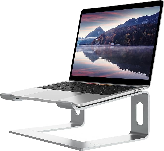ALASHI Laptop Stand for Desk, Aluminum Computer Riser, Ergonomic Notebook Holder, Detachable Metal Laptops Elevator, PC Cooling Mount Support 10 to 15.6 Inches Notebook, Silver by ALASHImakeyourlifesimplerandeasier%EF%BC%81